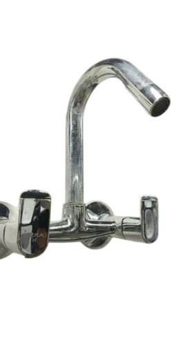 Brass Kitchen Sink Mixer - Brass, Standard Size, Silver, Round | Wall Mounted, High Flow Rate, Durable, Fine Finished