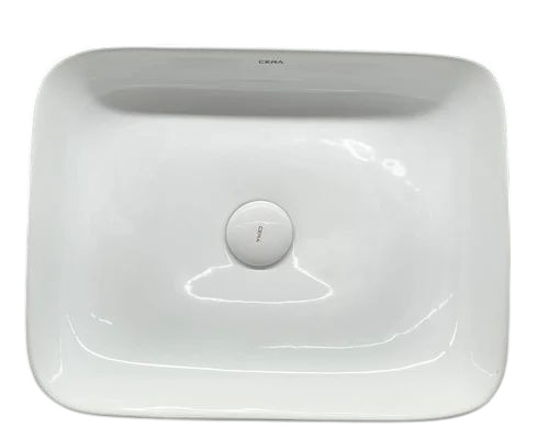 Ceramic Table Top Wash Basin - Rectangular, White, Standard Size, Polished Surface | Durable, Fine Finished, Deck Mounted Washdown