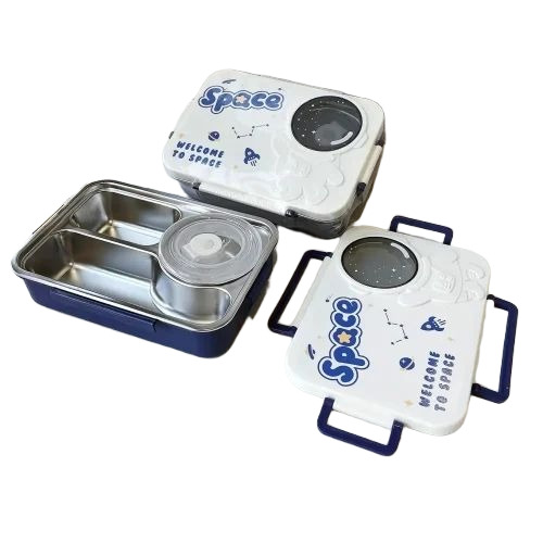 Fancy Stainless Steel Lunch Box - Stainless Steel, 750 ML, Multicolor | Leak Proof, Polished Finish, Plastic Food Packing