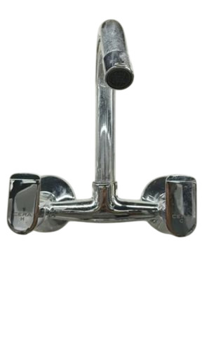 Kitchen Sink Mixer - Brass, Standard Size, Silver, Round | Wall Mounted, High Flow Rate, Durable, Fine Finished