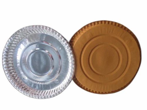 14inch Disposable Silver Paper Plate - Silver Paper, 14 Inch, Round | Lightweight, Eco-Friendly, Disposable