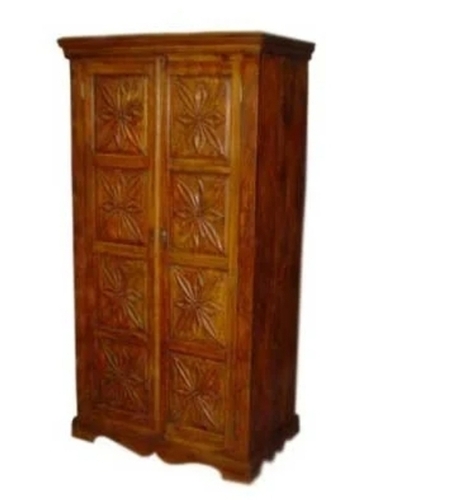Carved Panel Almirah - Teakwood, Brown | Natural Grain, Termite Resistant, Smooth Surface, Elegant Design