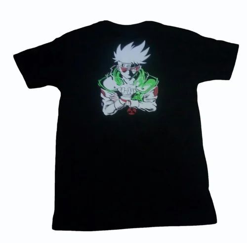 Cotton Half Sleeve Printed Round Neck T Shirt - Cotton, Various Sizes, Black | Quick Dry, Comfortable Fit, Breathable