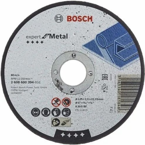 Cutting Wheel 5''X2.5mm Bosch For Metal - Diameter 5 Inch, Black, 2.5mm Thickness | Industrial Finishing
