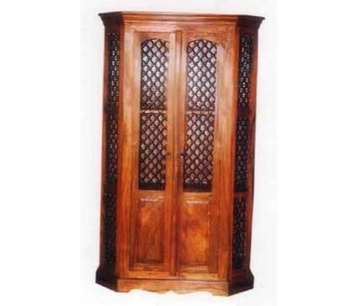Lehar Jali Almirah - Solid Teakwood, Brown Cupboard | Natural Grain, Termite Resistant, Elegant Design, Smooth Surface