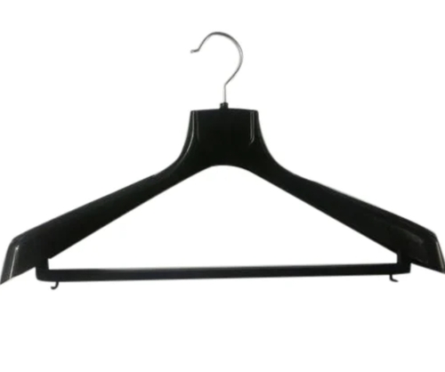 Men Coat Hanger - Plastic, Black | Lightweight, Durable, Smooth Finish, Space Saving, Rust Free, Flexible, Strong Grip