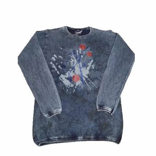 Mens Printed Denim T Shirt