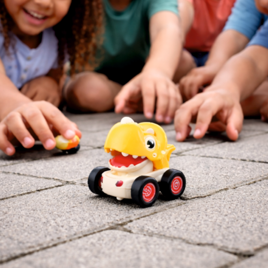 Whistle Musical Dinosaur Toy - Abs Plastic 11.5x9.5x12 Cm, Light & Music Press & Go Car