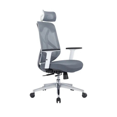 Aeron Mesh Back Office Chair - Nylon Mesh High Back, Center Tilt Mechanism, White & Gray | Durable, Easy to Clean, Skin Friendly, Polished Finish