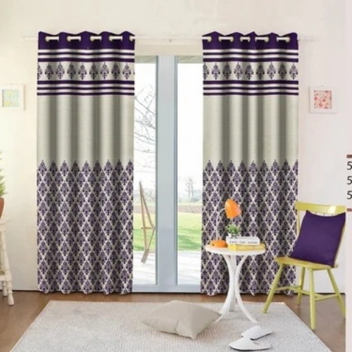 Printed Curtain Golden - Cotton, White, Printed | Lightweight Fabric, Durable, Fade Resistant, Smooth Texture, Stylish Look