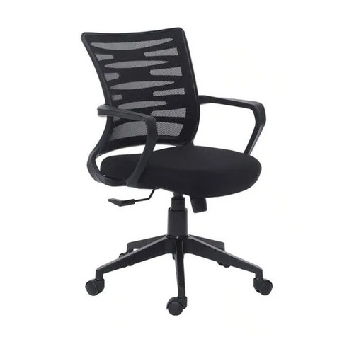 Zig Zag Mesh Back Office Chair - Nylon Mid-Back, Black, Center Tilt Mechanism | Durable, Easy to Clean, Skin Friendly