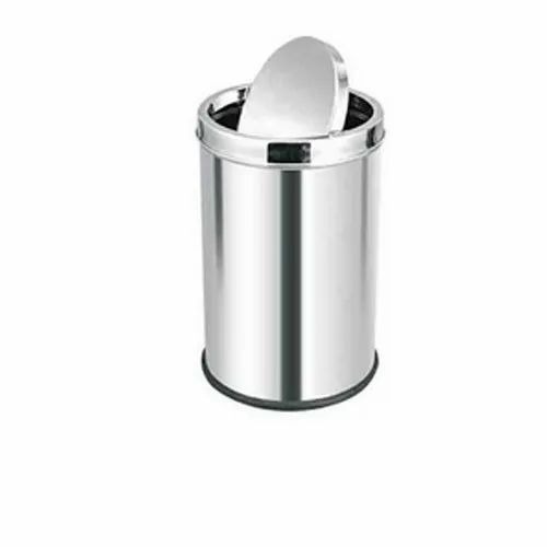 15 Litre Ss Swing Dustbin - Stainless Steel, 8"x12" to 15"x30", Silver | Rust Resistant, Crack Resistant, Office Use