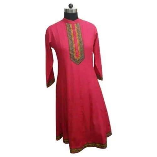 Ladies Kurti - Cotton All Size Pink | Anti Wrinkle Stylist Comfortable Washable