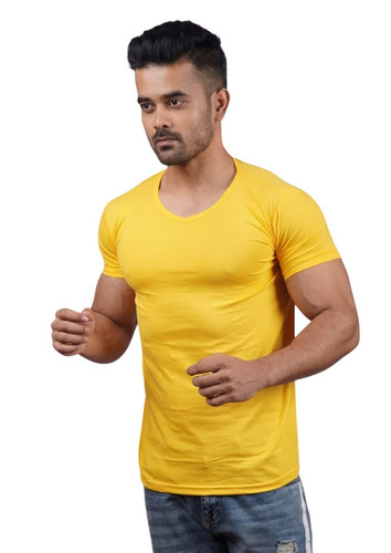 Mens Yellow Half Sleeve T Shirt