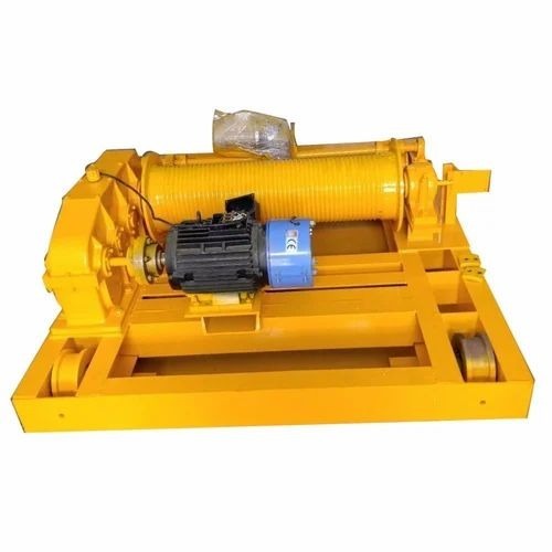 Mild Steel Electric Hoist Crab - 5 Ton 10m Span Yellow | Regular Use Double Girder Trolley Mounted