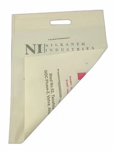 D Cut Printed Non Woven Carry Bags - Customized Size, White, Non Woven | Biodegradable, Moisture Proof, Hand Length Handle