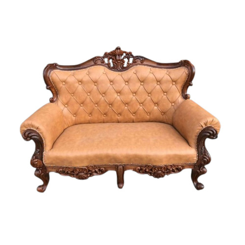 Designer Carving Two Seater Sofa - Shisham Wood 2 Seater Brown/Orange/Black | Durable Eco-Friendly Skin Friendly Modern Finish