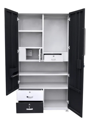 Double Door Black Stainless Steel Almirah - 6x3x6 Feet