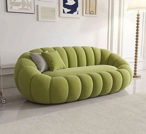 Green 3 Seater Sofa - Polished Finish, Indian Style, Green | Easy to Clean, Eco-Friendly, Skin Friendly