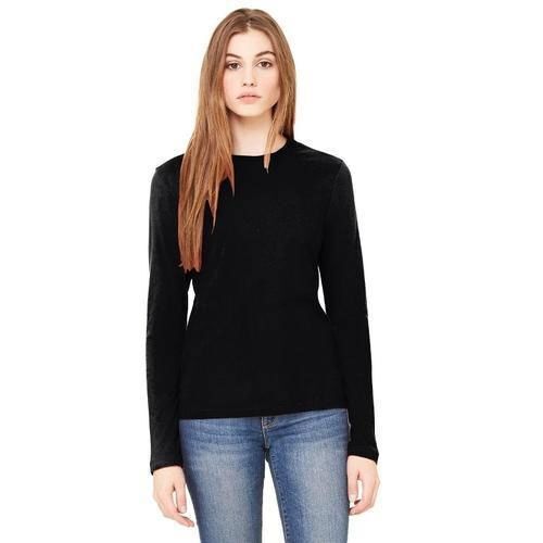 Ladies Black Full Sleeves T Shirt - Cotton, Various Sizes, Black | Lightweight, Soft, Breathable, Quick Dry, Comfortable Fit