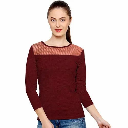 Ladies Maroon T Shirt