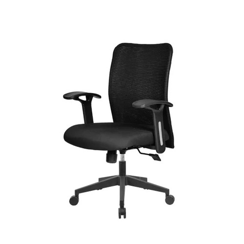 Mivralis Workstation Office Chair - Mesh Back, Adjustable Arms, Lumbar Support, Mid Back, Black | Durable, Skin Friendly, Easy to Clean