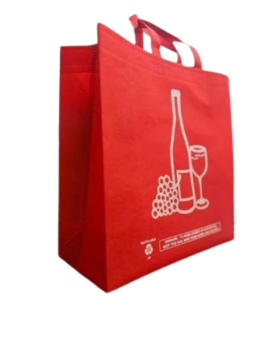 Non Woven Loop Handle Box Bag - Non Woven Customized Size Red Open Closure | Biodegradable Recyclable Moisture Proof Hand Length Handle 4kg Load Capacity