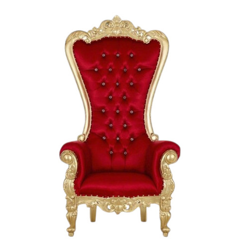 Wedding Sofa Chair - Wood, 1 Seater, Red & Golden Finish | Durable, Eco-Friendly, Skin Friendly