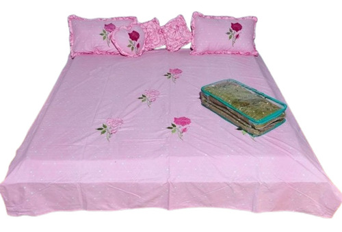 Cotton Bed Sheets - King Size Pink 100% Cotton Printed Lightweight Quick Dry Neatly Stitched