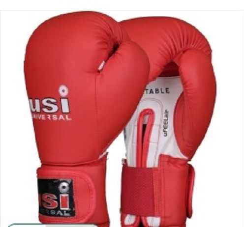 Foam Padding Boxing Gloves - Red, Mens | Breathable, Plain Pattern, Sports Use