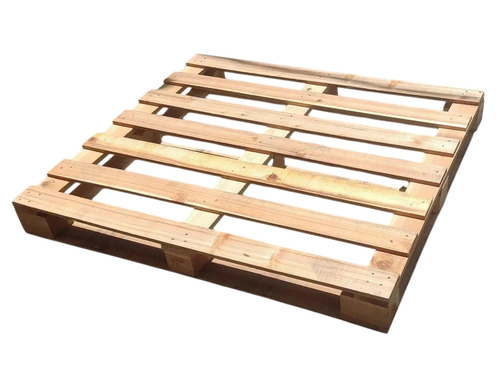 Hardwood Wooden Pallet - 1000mm X 1000mm, Brown, 2-Way Entry, 1 Ton Load Capacity, Nail Joint