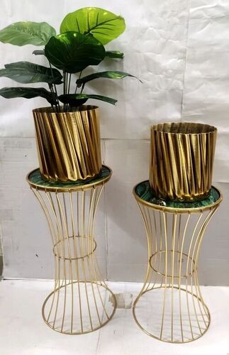 Home Metal Planter Set - Iron, Golden | Durable, Rust Proof, Balcony Use