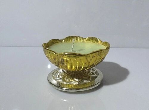 Metal Puja Diya - Metal, Standard Size, Golden | Eco Friendly, For Worship