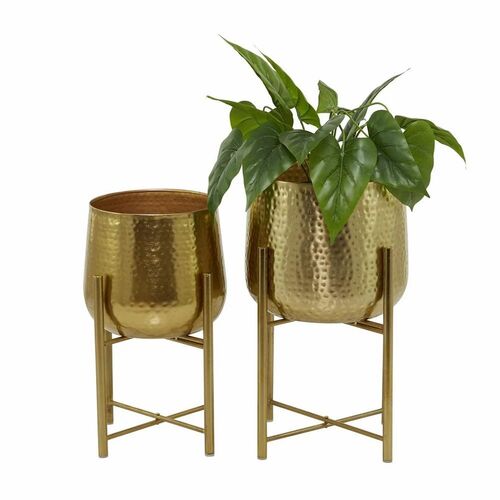 Modern Metal Planter Set - Metal Golden Rust Proof | Durable Balcony Planter