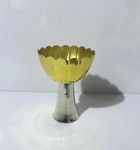 Silver Gold Plated Diya - Metal Standard Size Golden | Eco Friendly Stylist Puja Worship