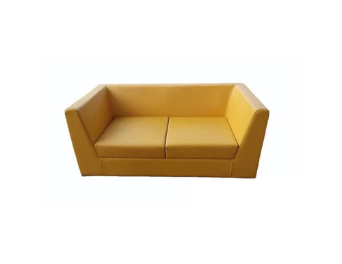 Yellow Leather Two Seater Sofa - Wood Frame, Leatherette Upholstery, With Armrest, Cushion Included | Modern, Durable, Eco-Friendly, Yellow