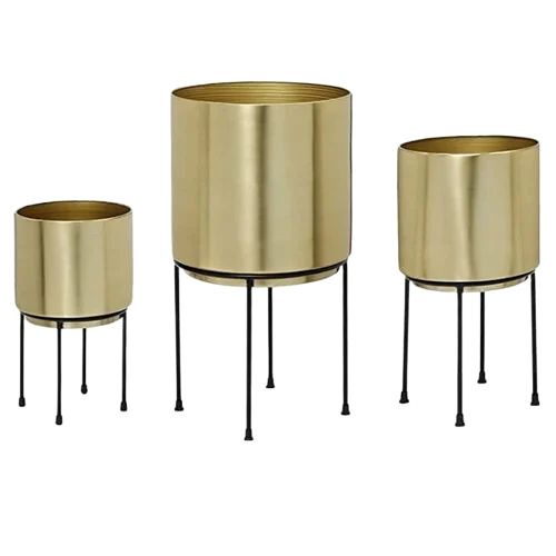 Gold Iron Flower Planter Set