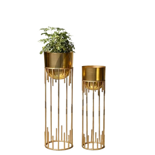 Golden Plain Iron Planter Set