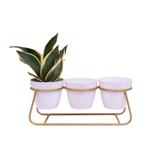 White Iron Planter Set