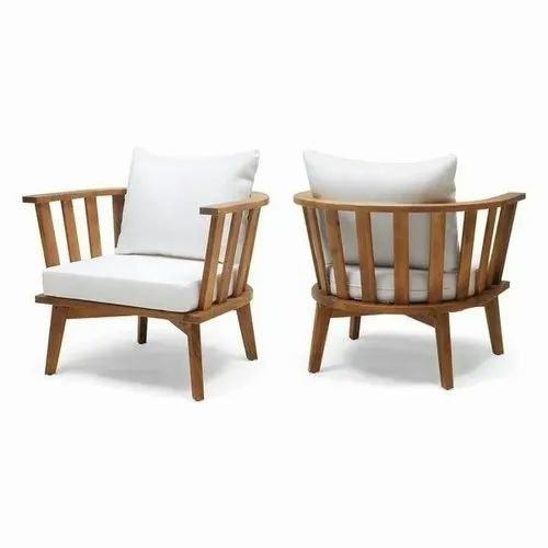 Modern Sofa Chair - Wood Base, H30xW26xD23 inches, White & Brown, Cushioned Back | Durable Indoor Living Room Furniture