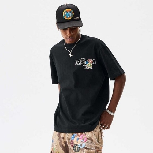 Cotton Printed T Shirt - Cotton, Black, O-Neck, Short Sleeves | Wrinkle Free, Skin Friendly, Comfortable