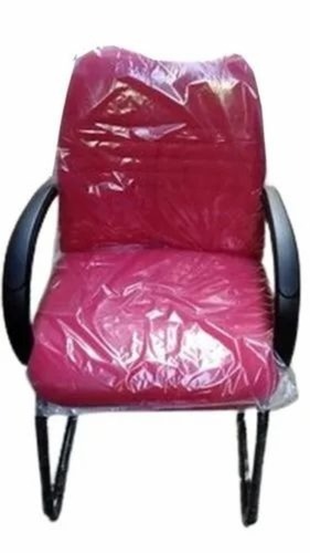 Office Visitor Chair - Polyester Seat, 15 Inch Height, Red, Low Back, Fixed Armrest | Rust Proof, Non Rotatable