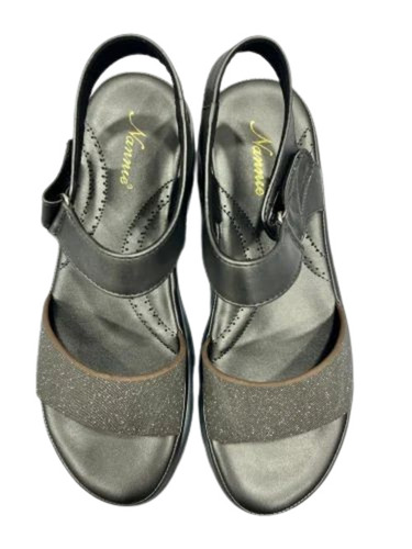 Grey Fancy PU Ladies Sandal - PU Material, Grey Color, High Pencil Heel | Comfortable, Lightweight, Modern Slip-On