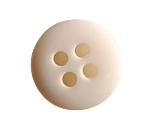 Plastic Buttons - Plastic, 8 mm Thick, White, Round, 4-Hole | Durable, Lightweight, Fine Finished, Modern Style