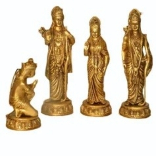 Ram Darbar Murti - Brass, Standard Size, Golden | Modern Design, Tabletop & Floor Placement, Fine Carving