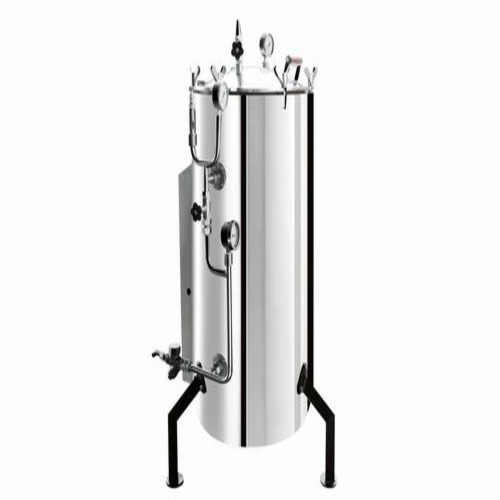 02 Autoclave Steam Sterilizer - Mild Steel, Vertical, Double Wall Insulation | Fully Automatic, Silver White, 220V Industrial