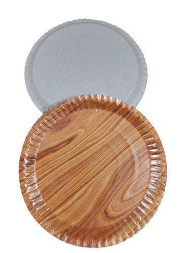 250 Gsm Sunmica Paper Plate - Sunmica Paper, 12 Inch, Brown | Disposable, Heat Resistant, Polished Finish, Eco Friendly, Round, 100 Pieces