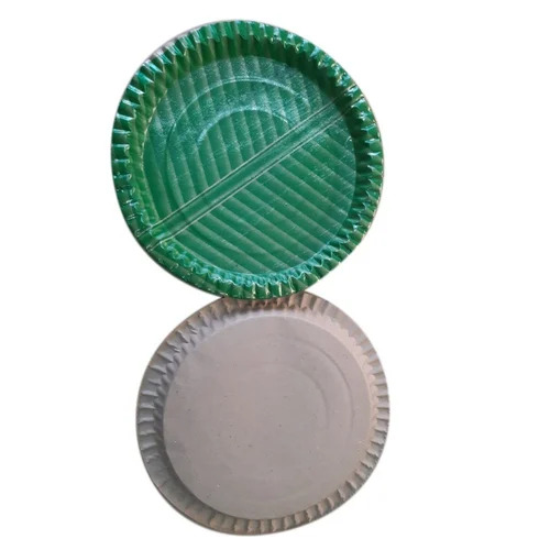 75 Gsm Kela Patta Paper Plate - Paper, 75 GSM, Green, Glossy Finish | Disposable, Heat Resistant, Eco Friendly, Round, 100 Pieces