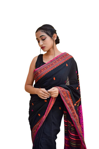 Assam Handloom Cotton Saree With Running Blouse Piece