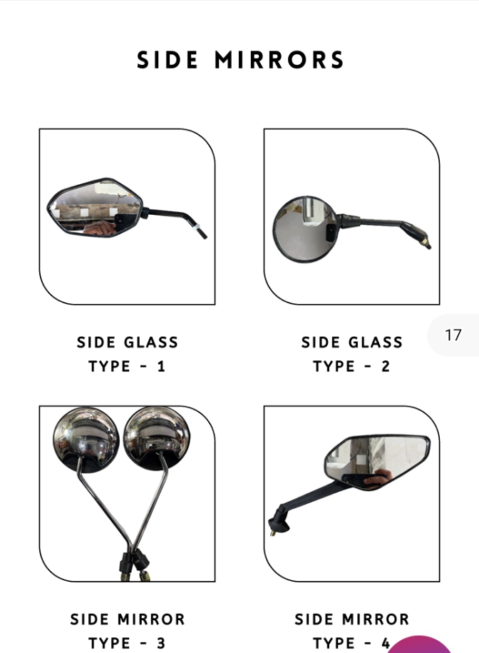 Electric Scooter Rear View Mirror - Plastic Body Glass | Clear Wide View Adjustable Angle Easy Install